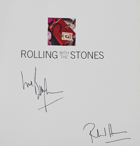 Wyman, Bill & Havers, Richard- Rolling with The Stones. 1st edition, coloured and other illus. throughout; publisher's coloured pictorial boards and d/wrapper, folio. Dorling Kindersley, 2002. *signed by both authors on